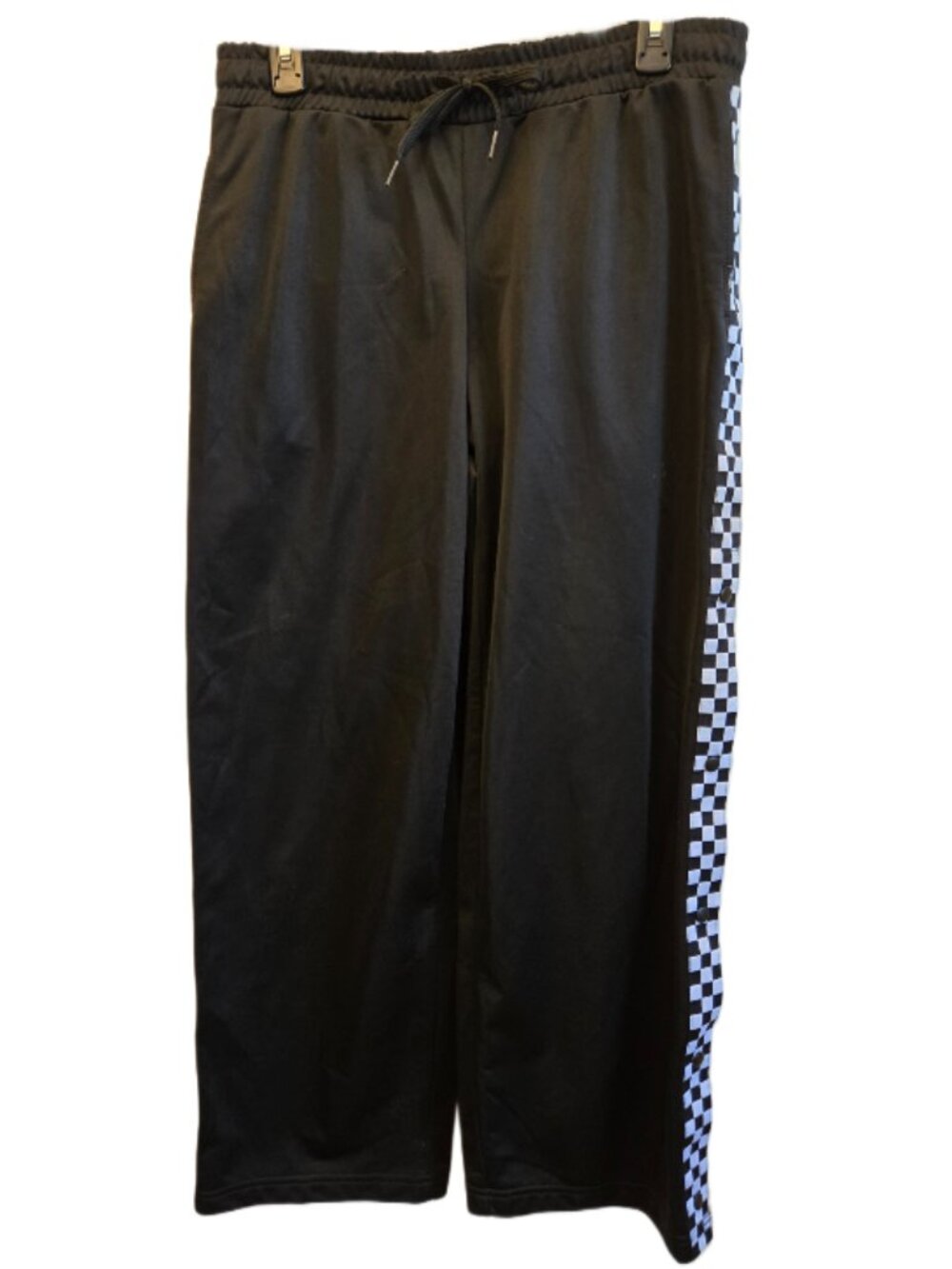 Vans Off The Wall Black Checkerboard Side-Snap Wide-Leg Track Pants